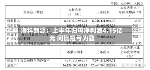 海科新源：上半年归母净利润4.15亿元 同比扭亏为盈-第2张图片