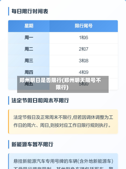郑州明日是否限行(郑州明天限号不限行)-第2张图片