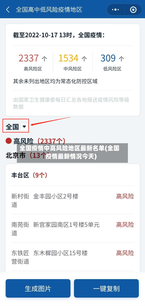 全国疫情中高风险地区最新名单(全国疫情最新情况今天)